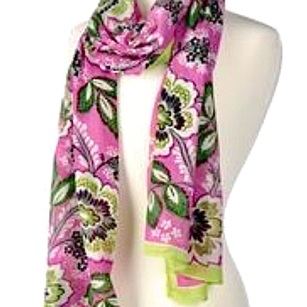 Vera Bradley retired Priscilla Pink and Green Floral Scarf